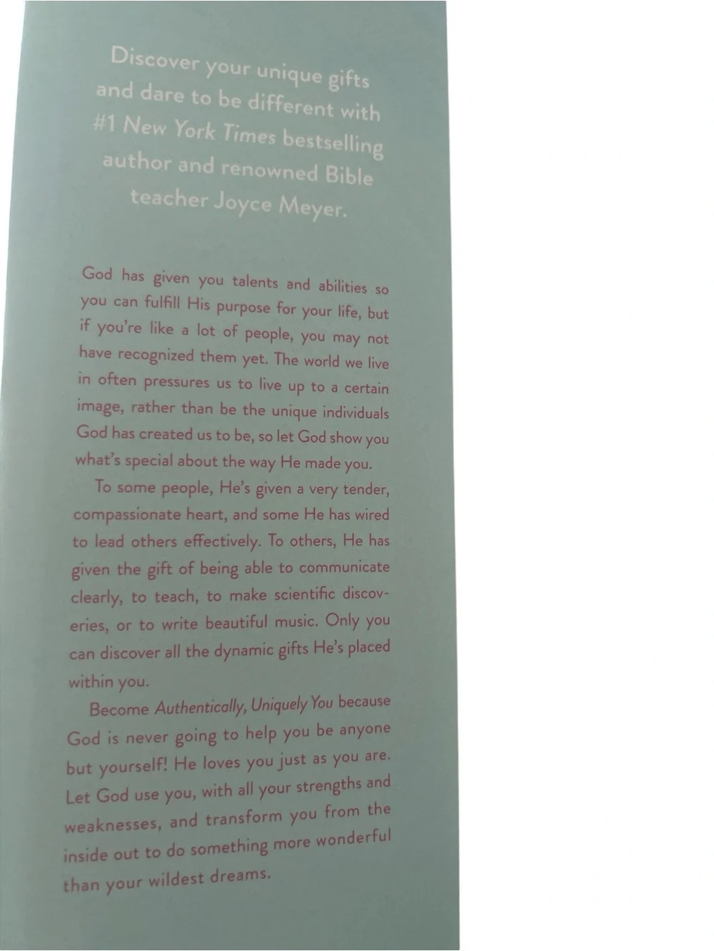 Authentically, Uniquely You by Joyce Meyer - Turquoise & Pink Hardcover